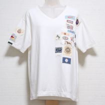 白ミックスワッペンTシャツ【M】