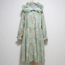 薄荷リボンテディフード付きワンピース