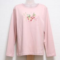 ピンク苺プリント長Tシャツ【L】