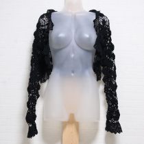 黒クロッシェボレロカーディガン