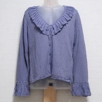 ブルー系透かし編みカーディガン