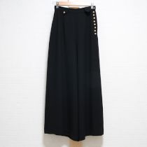 黒リボン使いポリワイドパンツ【M】