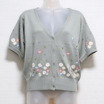 薄荷系小花刺繍カーディガン