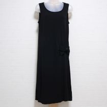 黒リボン使いレーヨンカットソーワンピース