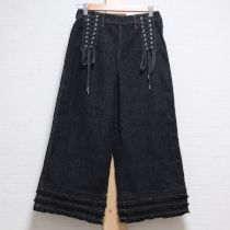 黒デニムレースアップワイドパンツ【3(M)】