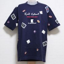 紺ベースボールパッチ使いTシャツ【M】