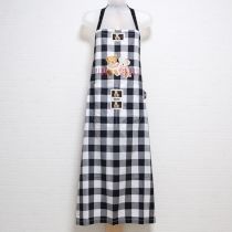 黒チェックペアくまプリントエプロン