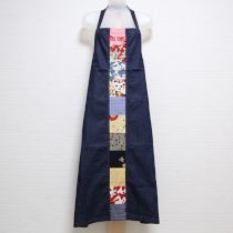 紺デニムパッチワークエプロン