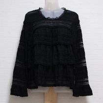 黒ストレッチレース段々ブラウス
