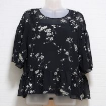 黒ベビーブレス刺繍シフォンブラウス