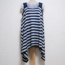 ブルー×グレーレース使いカットソーチュニック