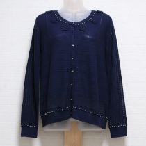 ネイビー花モチーフ薄手カーディガン【4(11号)】