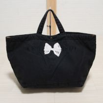 黒リボン刺繍トートバッグ