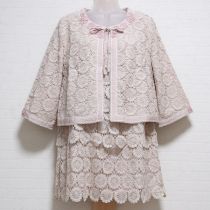 ピンク×生成クロッシェジャケット&チュニック【9号】