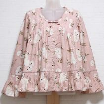 ピンク桜と麻の葉ブラウス