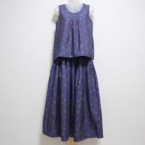 パープル系小花ブラウス&スカート