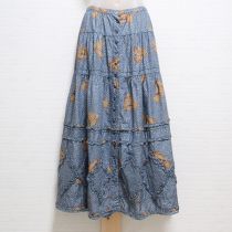 ブルーグレー勿忘草くまスカート