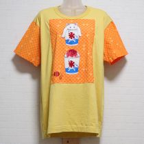 黄系かき氷と猫プリントTシャツ【4(L)】
