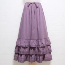 パープル裾段々ローンスカート