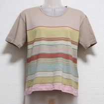 ピンク系マルチボーダーTシャツ