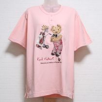 ピンクゴルフくま刺繍Tシャツ