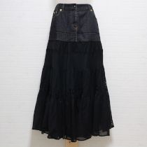 黒異素材切替えスカート【S】