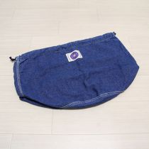紺ワッペン付き薄手デニム巾着