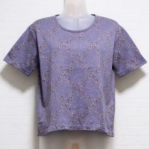 パープル薔薇格子Tシャツ【M】