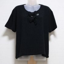黒リボン付きパイルTシャツ