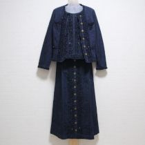 紺フリルデニム3点セット