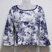 白×ブルー花柄レースカットソー【3(9号)】
