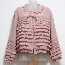 ピンク段々フリルジョーゼットジャケット
