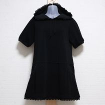 黒フード付きレース使いカットソーチュニック