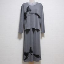 グレーリボンプリントカットソー上下