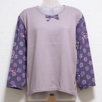 パープル縮緬袖Tシャツ