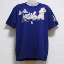 紺庭園散歩うさぎ刺繍Tシャツ【3(M)】