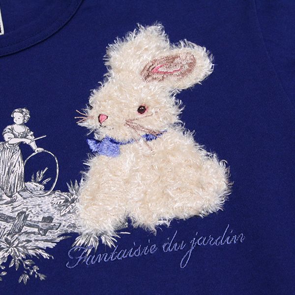 紺庭園散歩うさぎ刺繍Tシャツ【3(M)】 - ピンクハウス通販｜リサイクル 