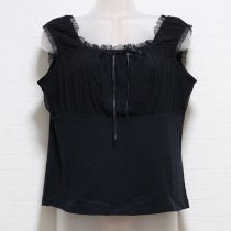 黒ドットチュール使いカットソー【L】