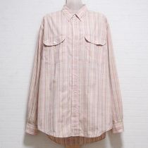 ピンク系チェックボタンダウンシャツ【L】