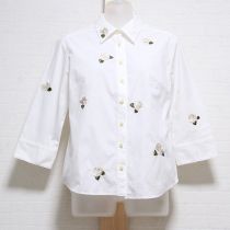 白カメリア刺繍シャツ【S】