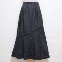 黒ソフトデニム切替えスカート