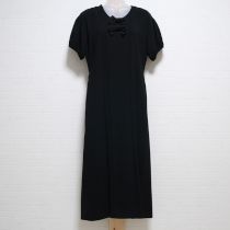 黒リボン付きジョーゼットワンピース