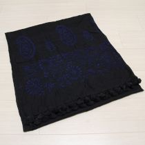 黒ペイズリー刺繍ローンストール