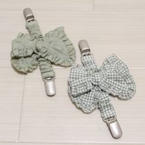 薄荷系リボンたくし上げクリップ2個セット