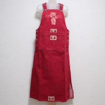 赤ラブテディ刺繍サロペットスカート
