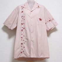 ピンク花刺繍シャツ【M】