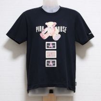 黒パッチワークくまTシャツ【L】
