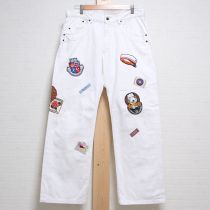 白シーメンズワッペンデニムパンツ