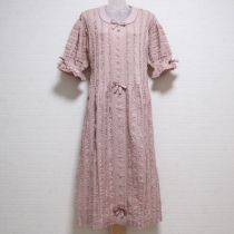 ピンクストライプピコフリルローンワンピース