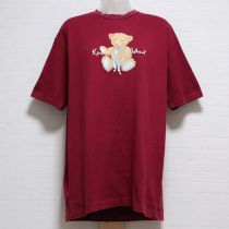 ボルドーくまプリントゼッケンTシャツ【L】